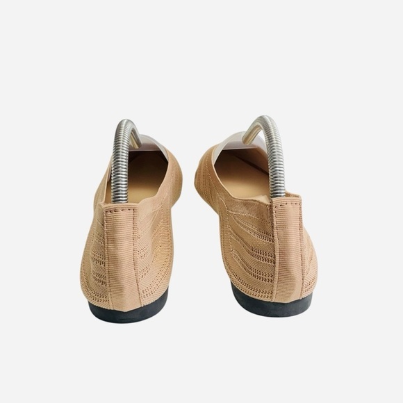 Casual Pointed Toe Fly Woven Striped Shallow Mouth Flat Bottom Khaki Sz 9.5 - Picture 6 of 11